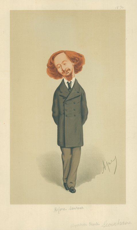 Mr Algernon Charles Swinburne, Before sunrise, 21. november 1874, Vanity Fair tegneserie af Carlo Pellegrini