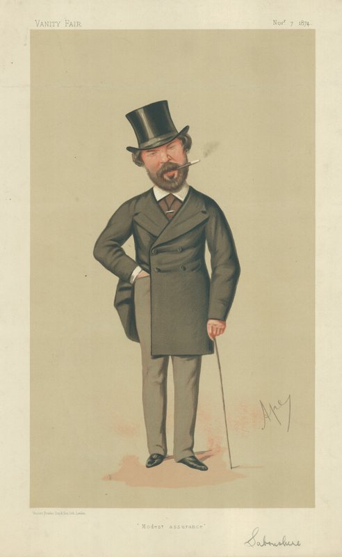 Henry Du Pre Labouchere, Modest assurance, 7. november 1874, Vanity Fair-tegneserie af Carlo Pellegrini