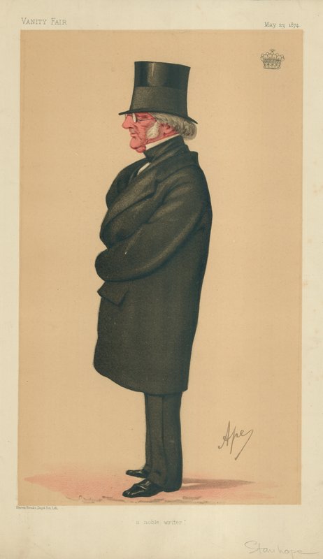 Philip-Henry Stanhope Stanhope, A Noble Writer, 23. maj 1874, Vanity Fair-tegneserie af Carlo Pellegrini