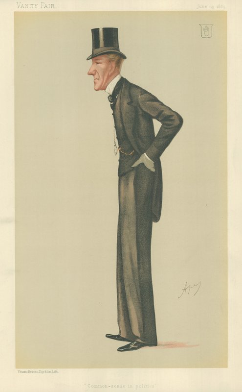 Sir Edward Robert Sullivan, Sund fornuft i politik, 13. juni 1885, Vanity Fair tegneserie af Carlo Pellegrini