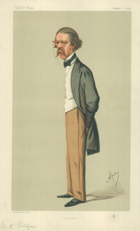 Sir Henry Thompson, Ligbrænding 1. august 1874, tegneserie af Vanity Fair af Carlo Pellegrini