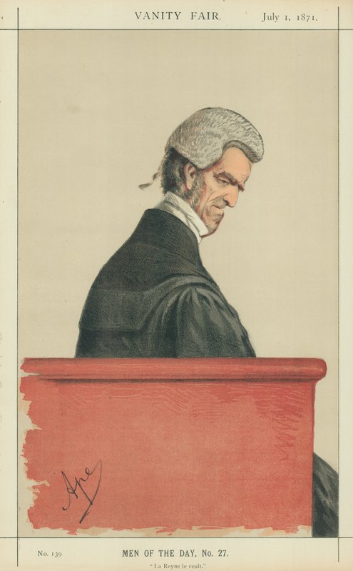 Sir John George Shaw-Lefevre, La Reyne le veult, 1. juli 1871, Vanity Fair tegneserie af Carlo Pellegrini