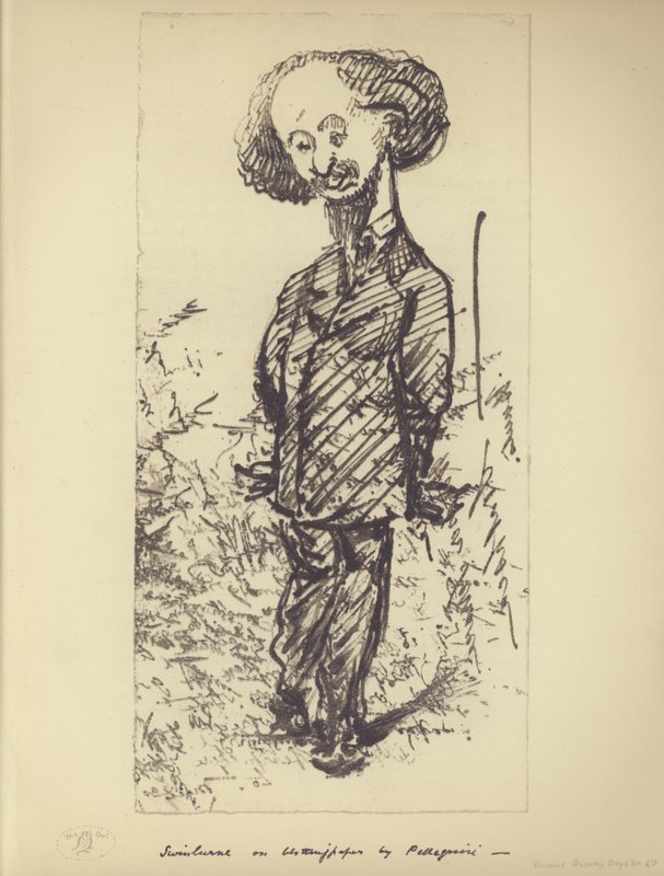Swinburne on Blotting Paper (karikatur af den engelske forfatter Algernon Charles Swinburne) (litho) af Carlo Pellegrini