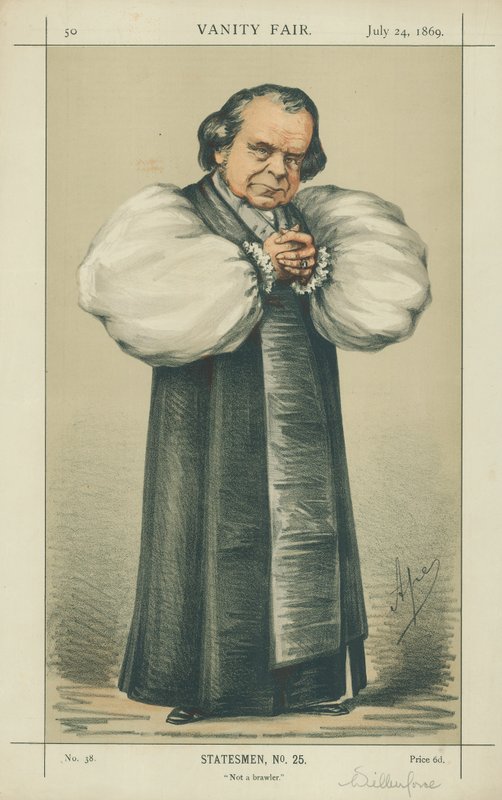 The Bishop of Oxford, Not a Brawler, 24. juli 1869, Vanity Fair tegneserie af Carlo Pellegrini