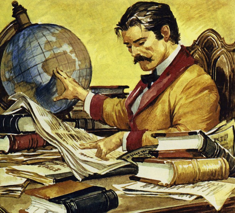 Schweitzer læste, at der var mangel på arbejdere i Congo (farvelitografi) af Carlos Gabriel Roume