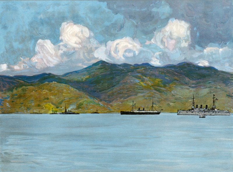 Vores krigsskibe ud for kysten nær Santiago de Cuba, 3. juni 1898 af Carlton Theodore Chapman