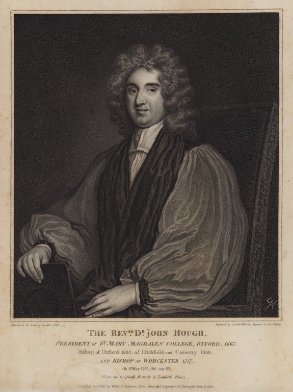 John Hough, engelsk biskop og præsident for Magdalen College, Oxford af Caroline Watson