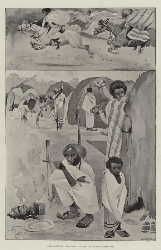 Somaliland ved Crystal Palace, inde i Somali Kraal af Cecil Charles Windsor Aldin