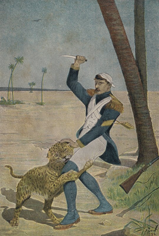 Fransk soldat angrebet af en panter i Egypten af Cecil Charles Windsor Aldin