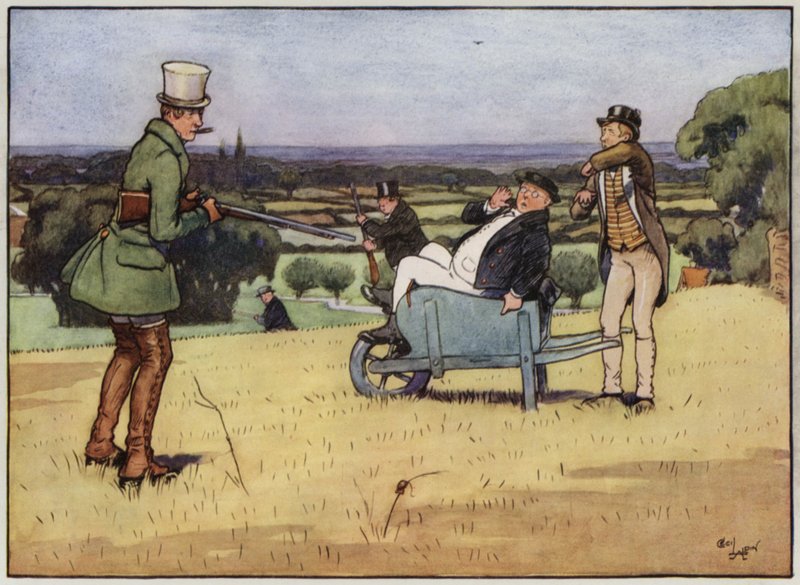 Illustration til The Pickwick Papers af Cecil Aldin (farve litho) af Cecil Charles Windsor Aldin