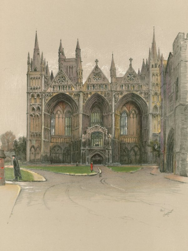 Peterborough katedral af Cecil Charles Windsor Aldin
