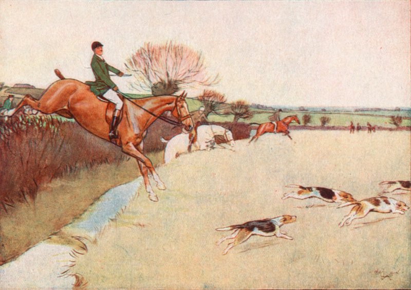 Hundene kom farende over Marken. . . Hestene følger tæt på Hundene af Cecil Charles Windsor Aldin