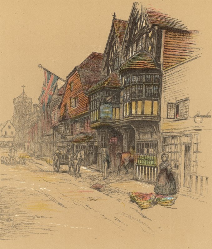 The George Inn, Salisbury af Cecil Charles Windsor Aldin