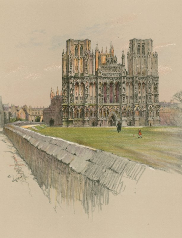 Wells katedral af Cecil Charles Windsor Aldin