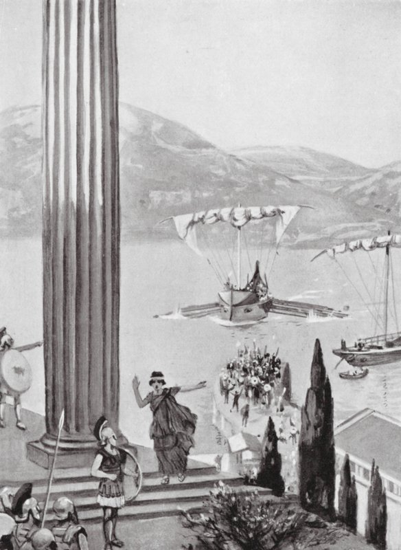 En udsættelse for Mytilene, BC 427 (litografi) af Cecil King