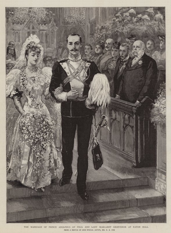 Ægteskabet mellem Prins Adolphus af Teck og Lady Margaret Grosvenor i Eaton Hall af Charles A. Cox