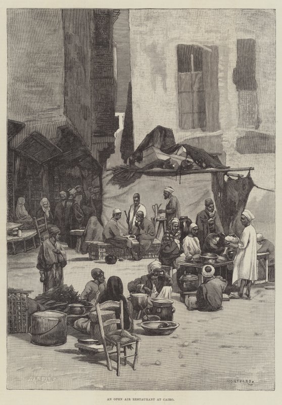 En udendørs restaurant i Kairo af Charles Auguste Loye