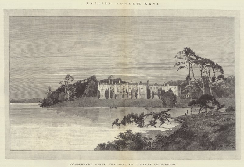 Combermere Abbey, sæde for Viscount Combermere af Charles Auguste Loye