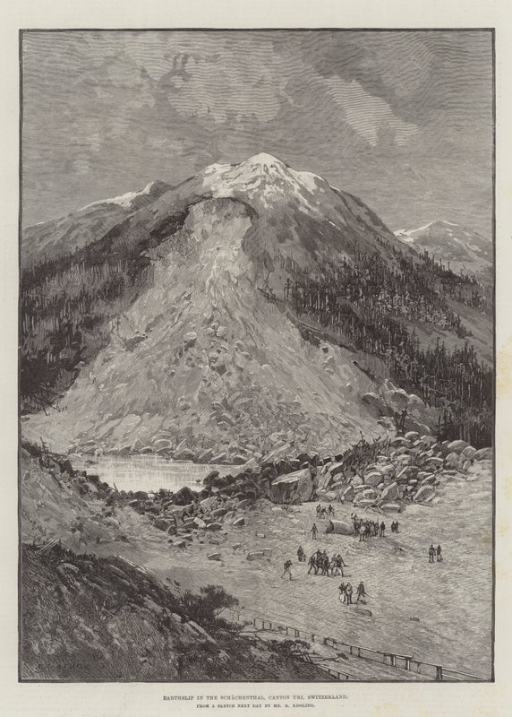 Jordskred i Schachenthal, kanton Uri, Schweiz af Charles Auguste Loye