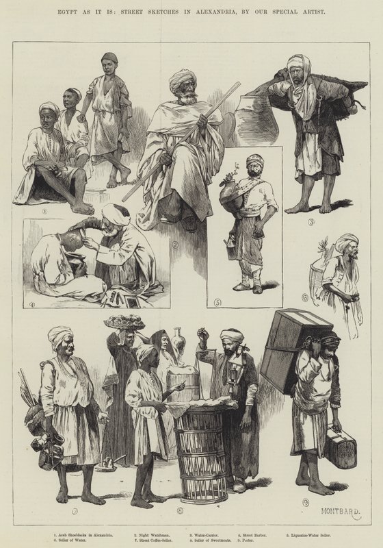 Egypten som det er, Street Sketches i Alexandria af Charles Auguste Loye