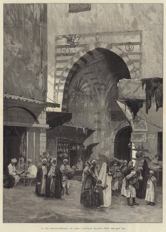 I Khan el-Khalili i Kairo, egyptiske handelsmænd fra Det Røde Hav af Charles Auguste Loye