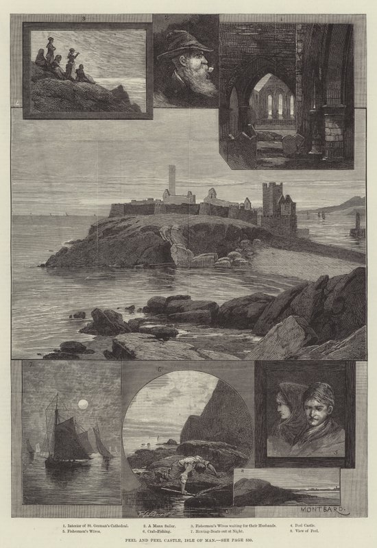 Peel and Peel Castle, Isle of Man af Charles Auguste Loye