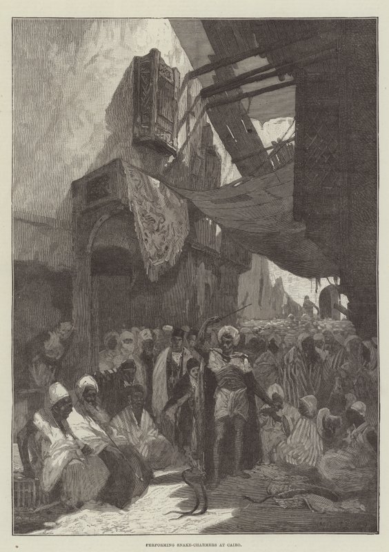 Udførelse af Snake-Charmers i Cairo af Charles Auguste Loye