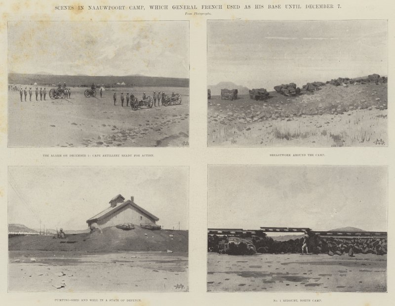 Scener i Naauwpoort Camp, som General French brugte som sin base indtil 7. december af Charles Auguste Loye