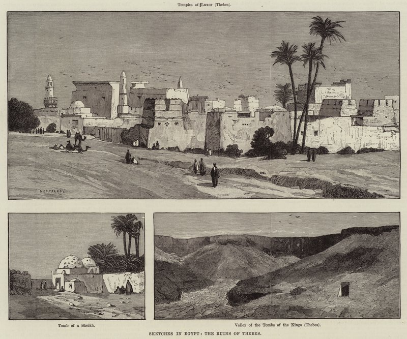 Skitser i Egypten, ruinerne af Theben af Charles Auguste Loye