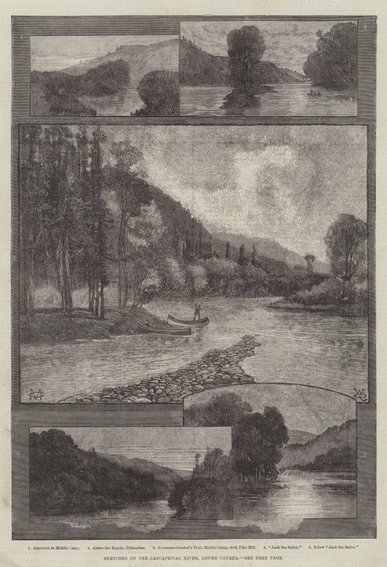 Skitser om Cascapediac-floden, Nedre Canada af Charles Auguste Loye