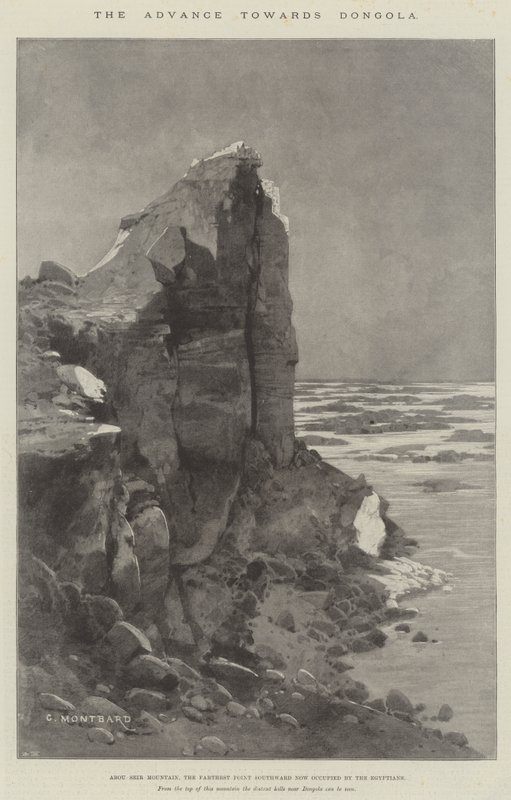 Fremrykningen mod Dongola, Abou Seir-bjerget, det fjerneste punkt mod syd, der nu er besat af egypterne af Charles Auguste Loye