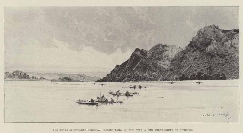 Fremrykningen mod Dongola, Djebel Tara, ved Nilen, et par miles nord for Korosko af Charles Auguste Loye