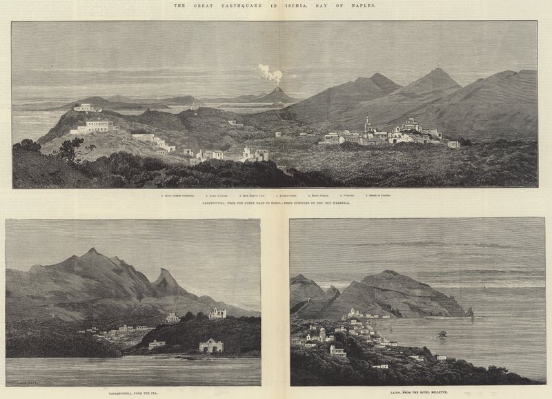 Det store jordskælv i Ischia, Napoli-bugten af Charles Auguste Loye