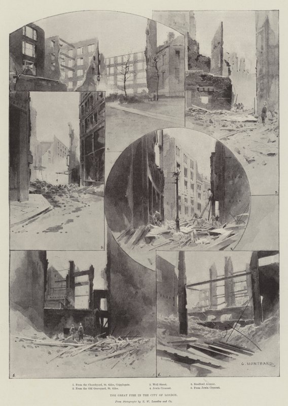 Den store brand i City of London af Charles Auguste Loye