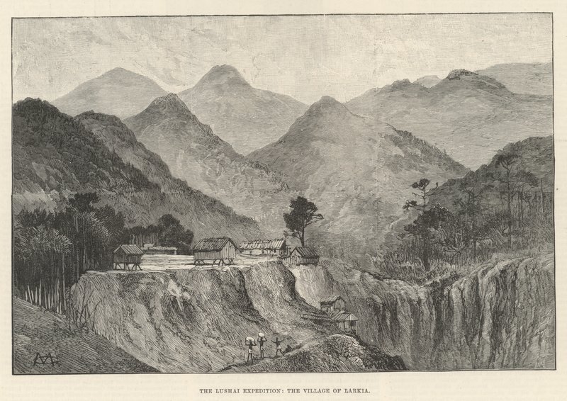 Lushai ekspeditionen, landsbyen Larkia af Charles Auguste Loye