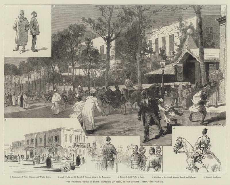 Den politiske krise i Egypten, skitser i Kairo af Charles Auguste Loye