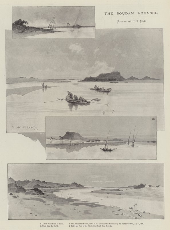 The Soudan Advance, Scener på Nilen af Charles Auguste Loye