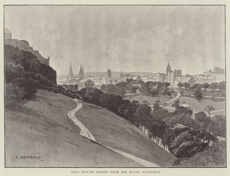 West Princes Street, fra Mound, Edinburgh af Charles Auguste Loye