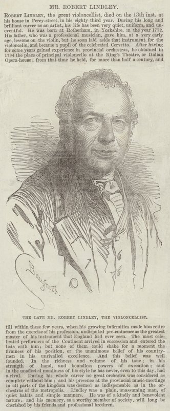 Den afdøde hr. Robert Lindley, violoncellisten af Charles Baugniet