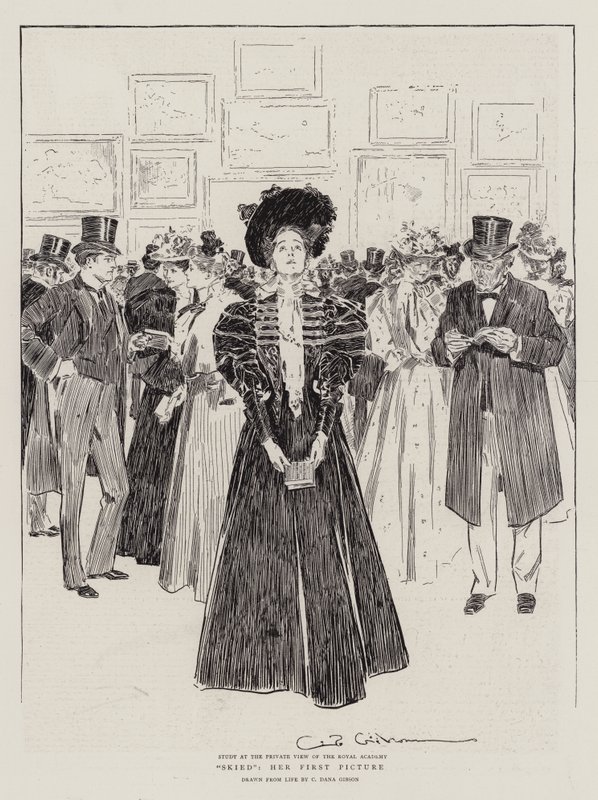 Skied, hendes første billede af Charles Dana Gibson