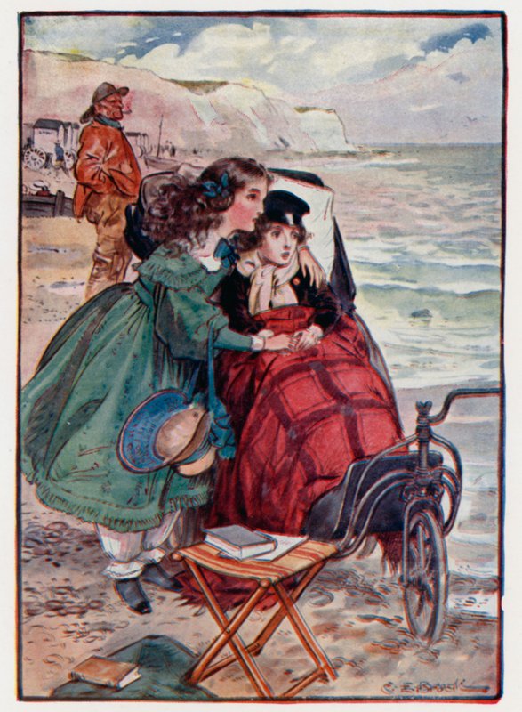 Paul og Florence Dombey fra Dombey & Son af Charles Edmund after Brock