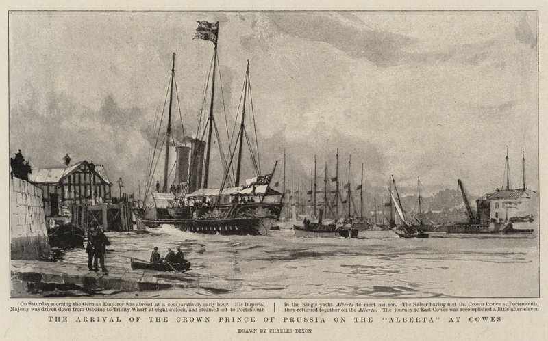 Kronprinsen af Preussens ankomst til Alberta ved Cowes af Charles Edward Dixon
