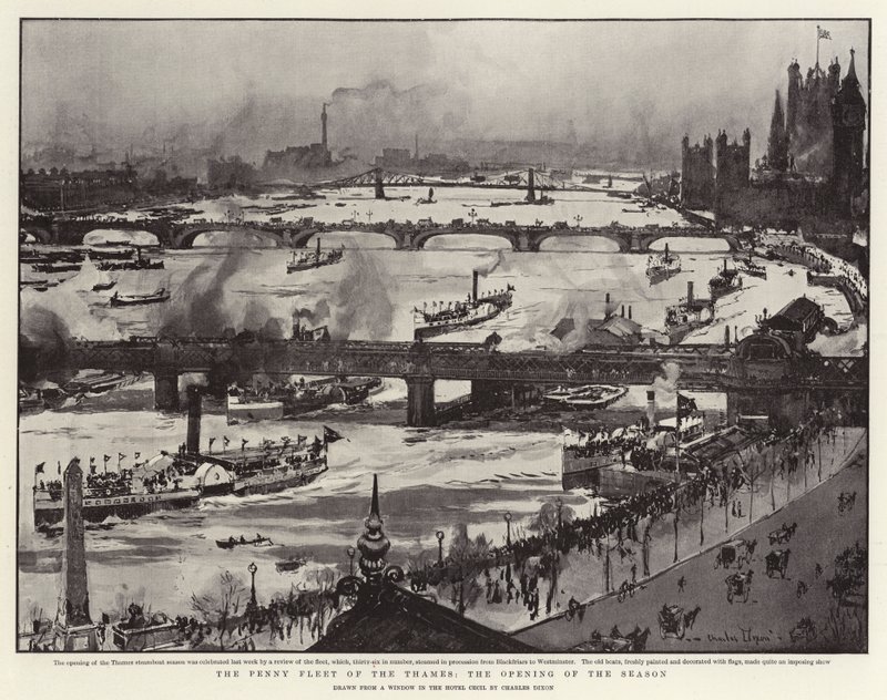 The Penny Fleet of the Thames, åbningen af sæsonen af Charles Edward Dixon