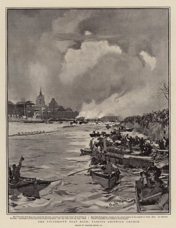 University Boat Race, forbi Chiswick Church af Charles Edward Dixon