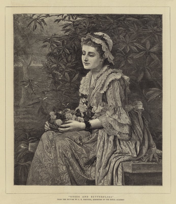 Roser og sommerfugle af Charles Edward Perugini