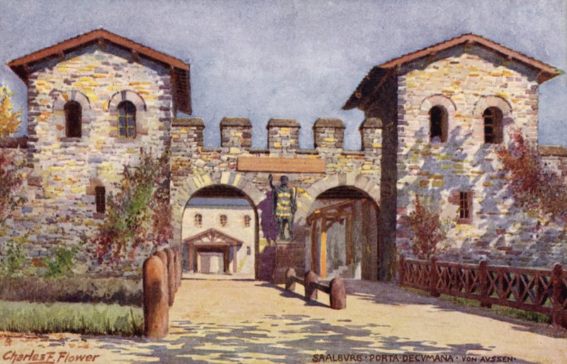 Saalburg, Porta Decumania, udefra af Charles Edwin Flower