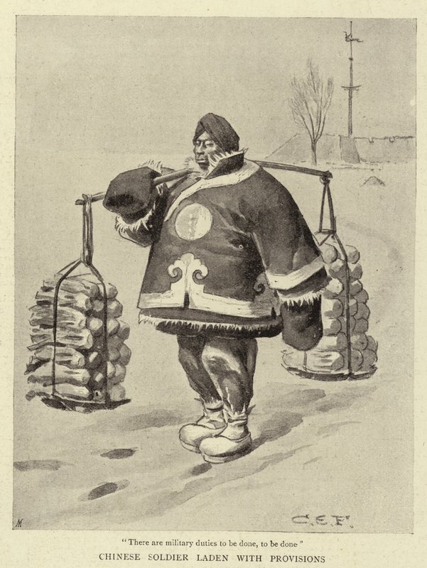 Kinesisk soldat fyldt med proviant af Charles Edwin Fripp