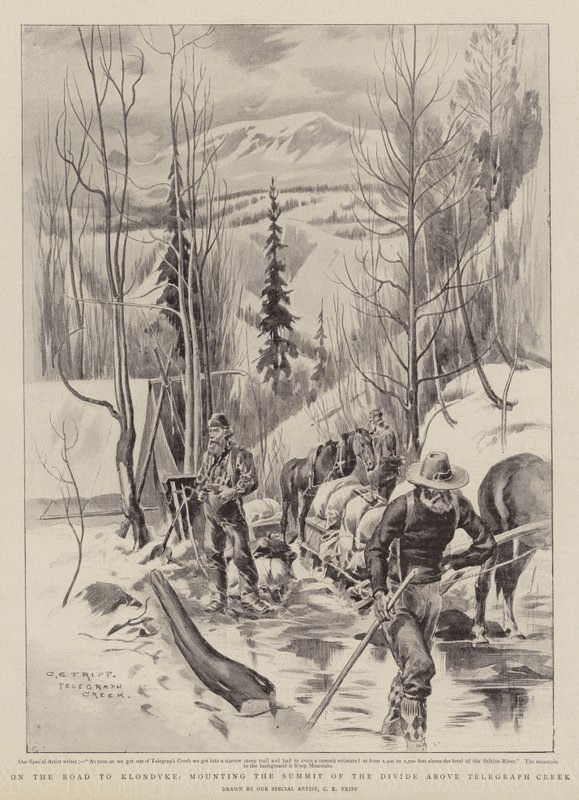 På vejen til Klondyke, bestiger Topmødet af Skillet over Telegraph Creek af Charles Edwin Fripp
