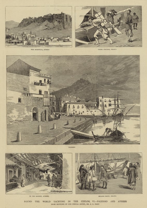 Jorden rundt sejlads i Ceylon, VI, Palermo og Athen af Charles Edwin Fripp