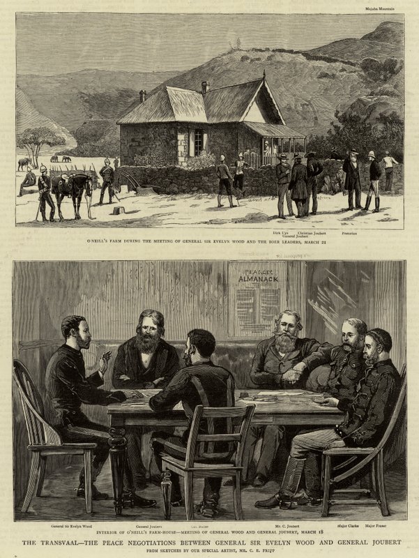 Transvaal, fredsforhandlingerne mellem general Sir Evelyn Wood og general Joubert af Charles Edwin Fripp
